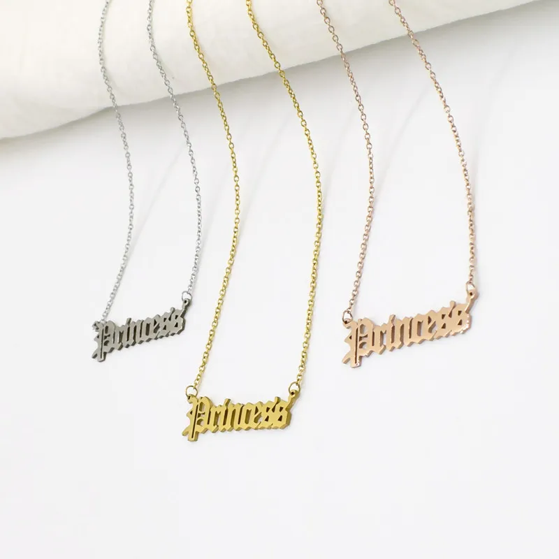 

Personalised Sliver/ Gold Plated Angel Babygirl Princess Pendant English Letter Necklace For Women Jewelry, Gold/silver/rose gold