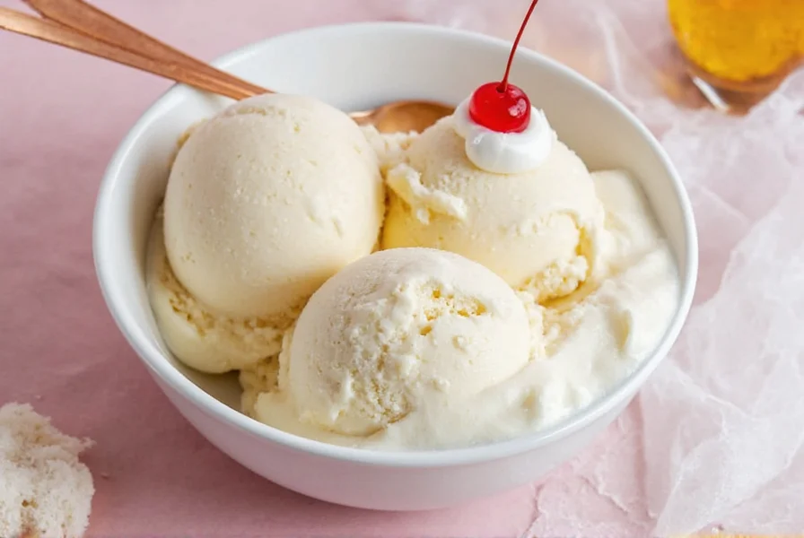 Artisan ice cream maker carefully pouring ginger ice cream base into churn with fresh ginger roots nearby