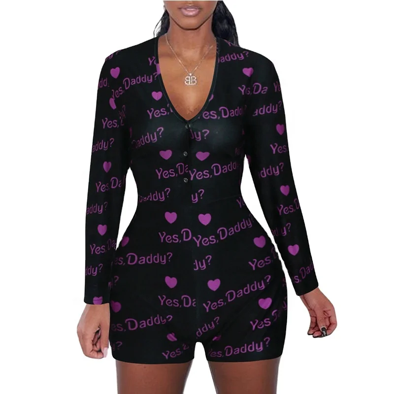 

2020 wholesale fashion sleepwear designer pajamas nightwear yes daddy onesie adult onesie for women