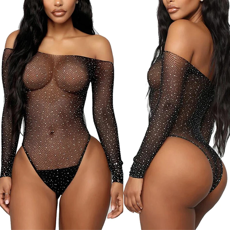 

New Listing High Quality Transparent Lace Long Sleeve One Piece Bodysuit Women Hot Sexy Lingerie, 6 colors for you to choose