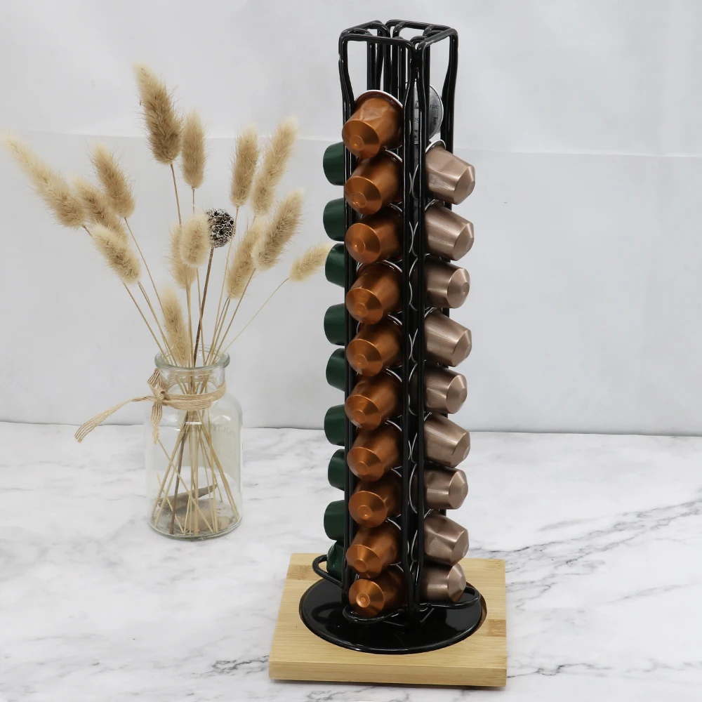 360degree Rotation Chrome Bluepeak Nespresso Carousel Coffee Capsule Rack Holder For 40 Pods