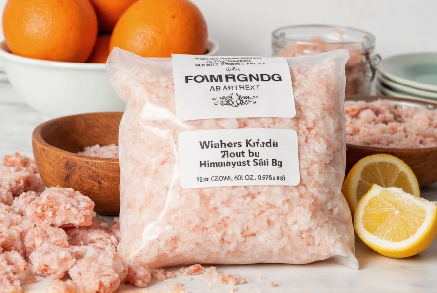 Spice rack with Himalayan salt displayed prominently
