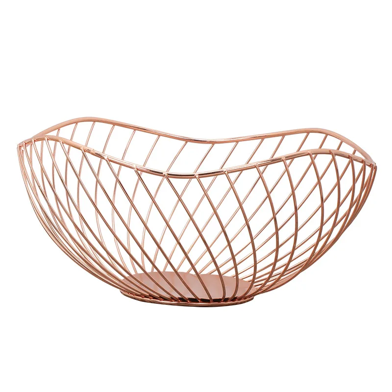 

Wholesale Fashion Stackable Fruit Food Metal Baskets Rose Gold Wire Mesh Storage Basket, Rose gold or customized