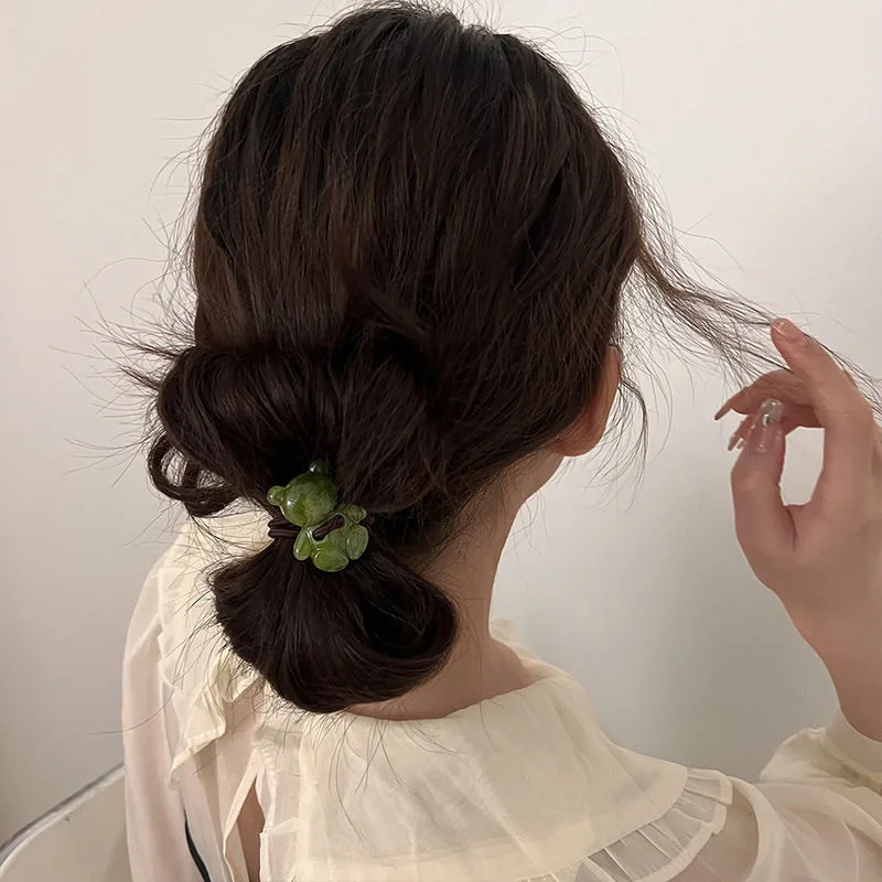 

Elastic Hair Bands Ponytail Holder Bow Knot Scrunchy Acrylic Flower Bear Hair Tie Women Flower Long Ribbon Scrunchies For Women