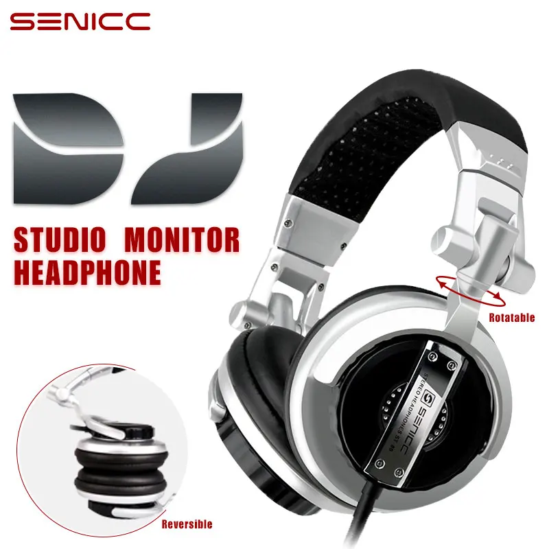 

Senicc ST-80 High quality foldable Music headset Professional DJ Studio Monitor Headphone 3.5mm 6.3mm plug, Black