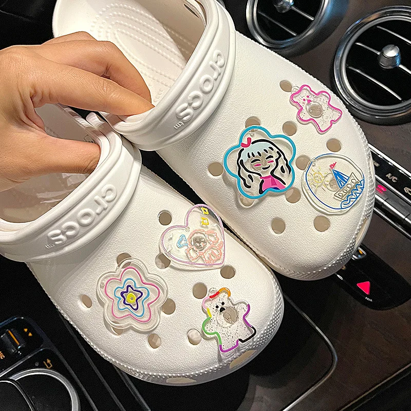 

New Fashion Croc Charms Bundle Cute Cartoons Shoe Charms Designer Croc Pieces Charms DIY Clogs Decoration Accessories, Pink