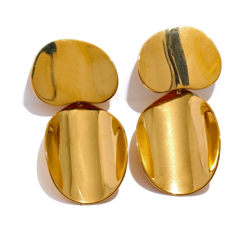 

JINYOU 1732 Smooth 316LStainless Steel Metal Geometric Unusual Drop Dangle Earrings Prevent Allergy Statement Jewelry Waterproof