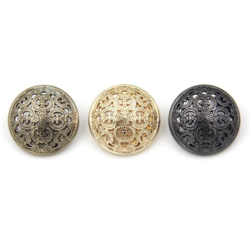 

Vintage hollow pattern button men suit gold alloy men shirt button for coat, Silver/gold