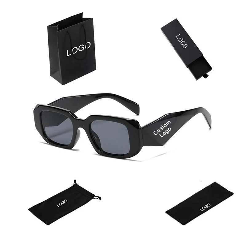

2023 Lunette De Soleil Luxury Designer Famous Brands Sunglass Trendy Square Rectangle Frames Custom Logo Sunglasses