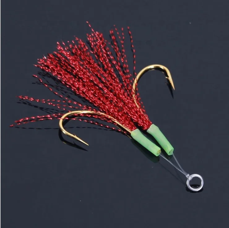 

luminous sea fishing anti-lost Jigging Hook with golden nylon line Fishing Gear, Gold