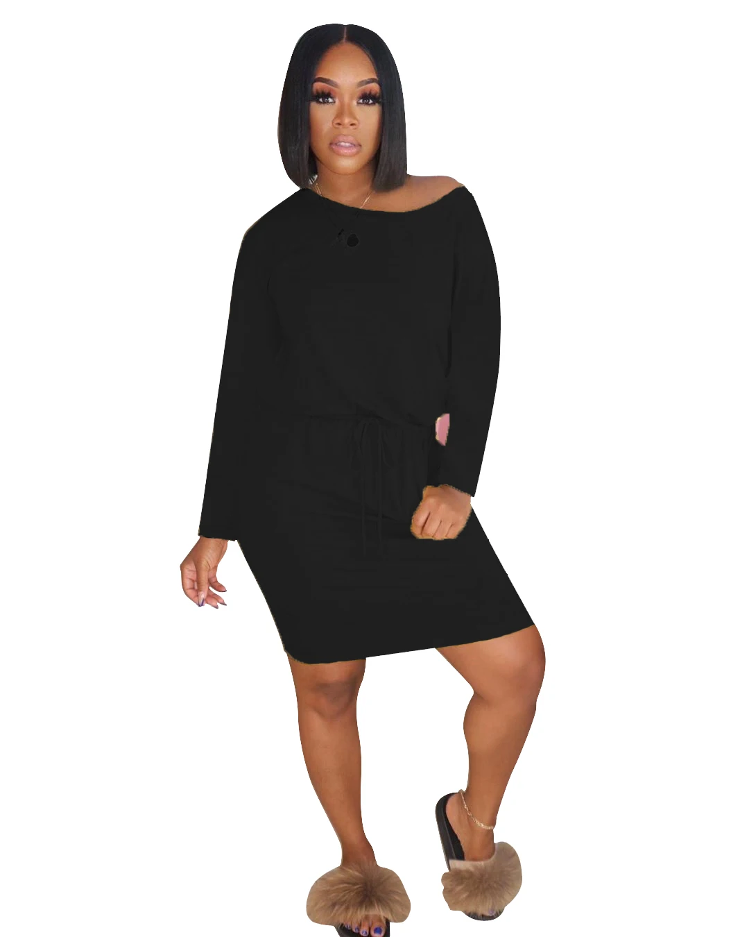 

women suit solid color sweat dress casual lady clothing