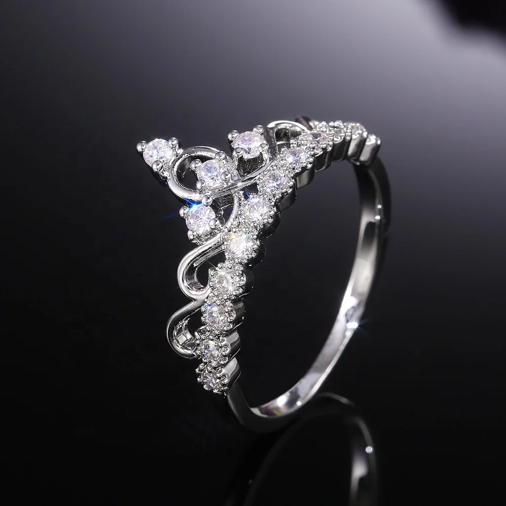 

Crown Shiny Crystal Zircon Women Engagement Rings Proposal Finger Ring for Lover Elegant Female Fashion Jewelry