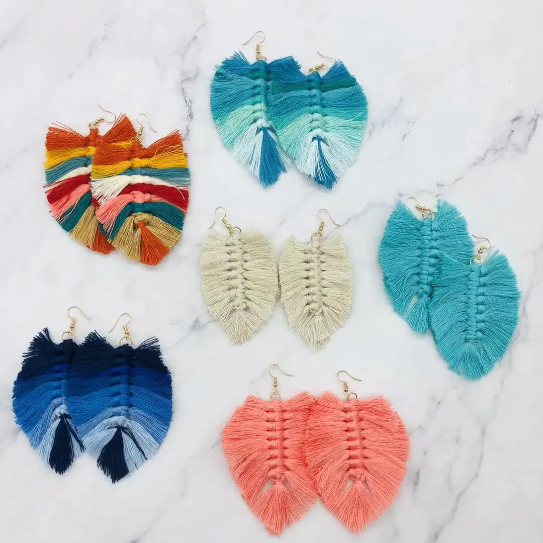 

Leaf Woven Tassel Earring, As pictures show