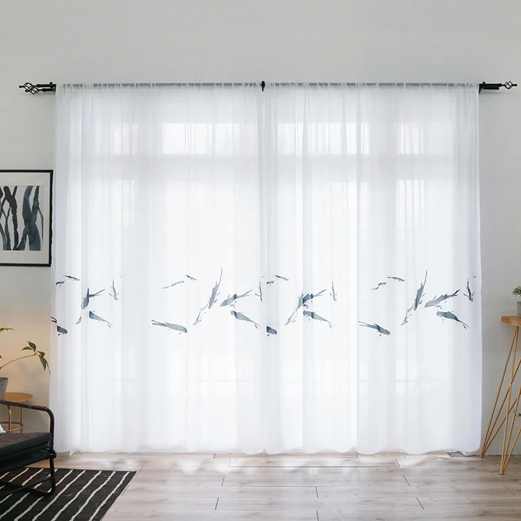 Printing Tulle Bedroom Perspective Tulle Fabric Soft Curtain
