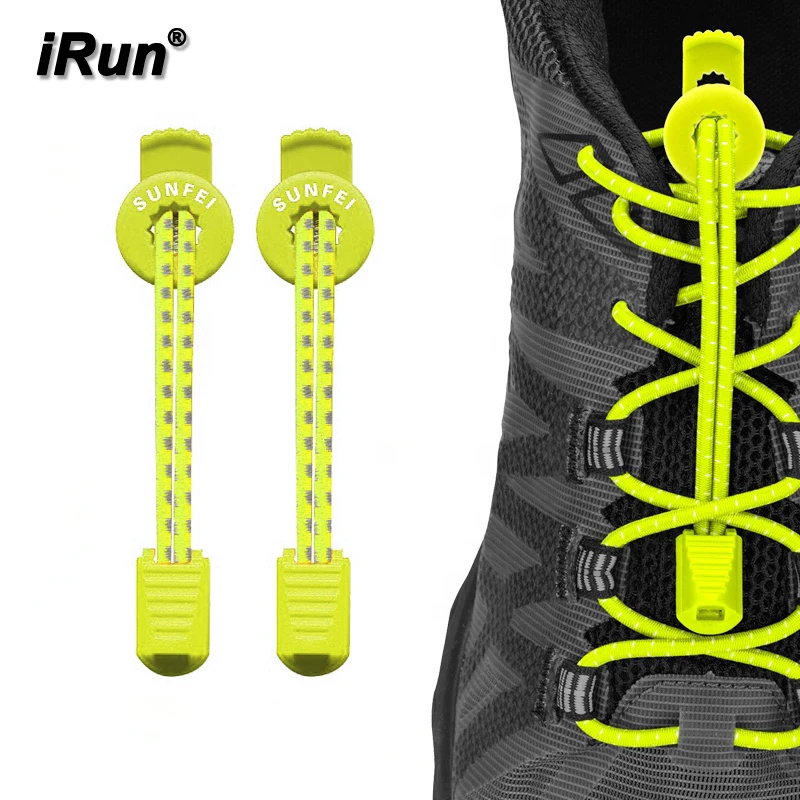 

iRun 2021 Custom Print Speed Fastening Lock System Laces Reflective Elastic No Tie Shoelace Lazy Shoe Laces for Running Sneakers