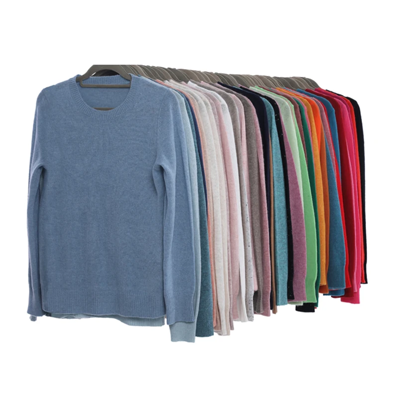 

More new style solid color multi-neck cashmere sweater with round neck base