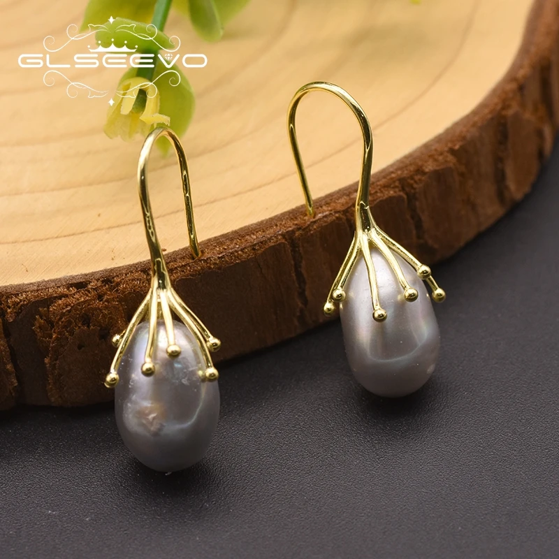 

Natural Fresh Water Gray Pearl Earrings For Women Girl Engagement Birthday Gift Silver 925 Jewelry Boucles D Oreille Femmec