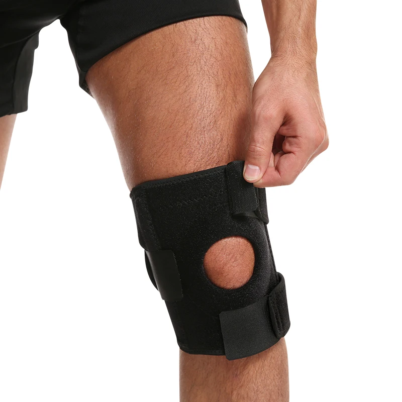 

OEM support adjustable sports protection massage knee brace, Black