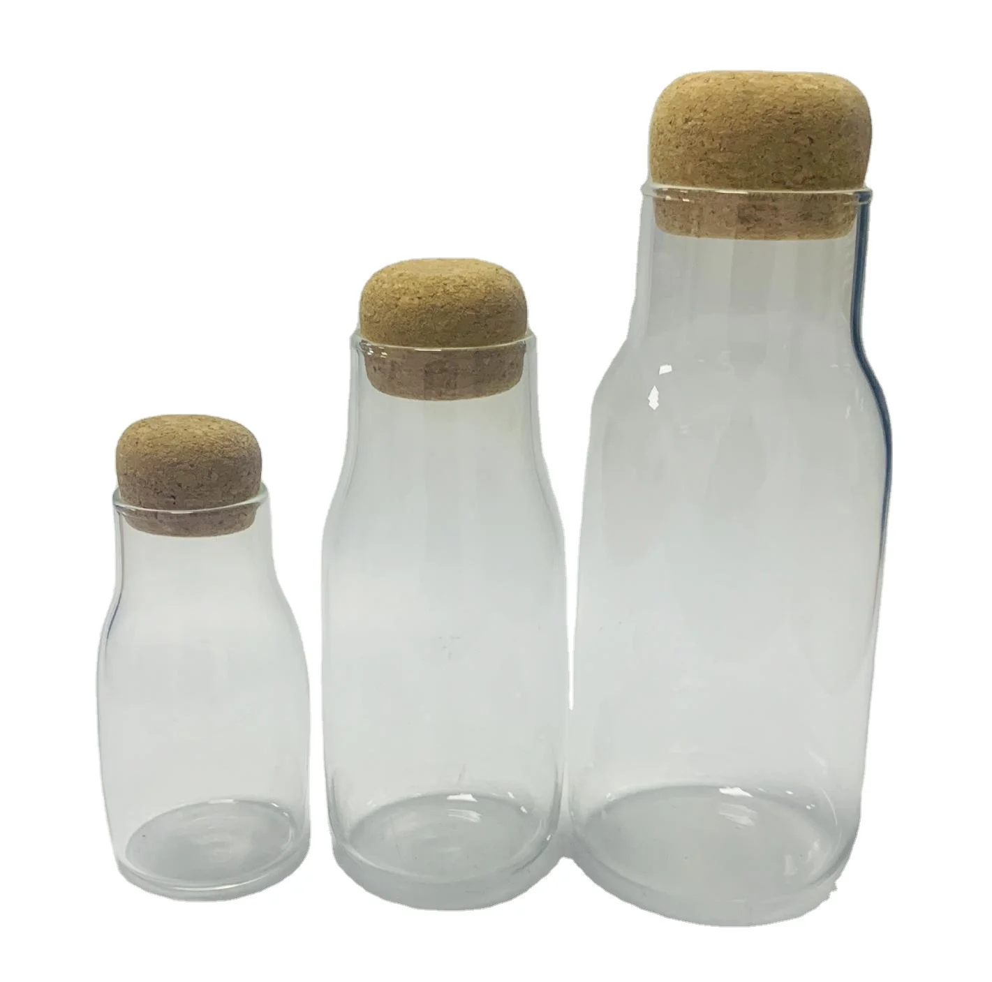 

Custom Made Clear Decorative Kitchen Clear Sealed Bottle Glass Storage Containers with Cork for Storage