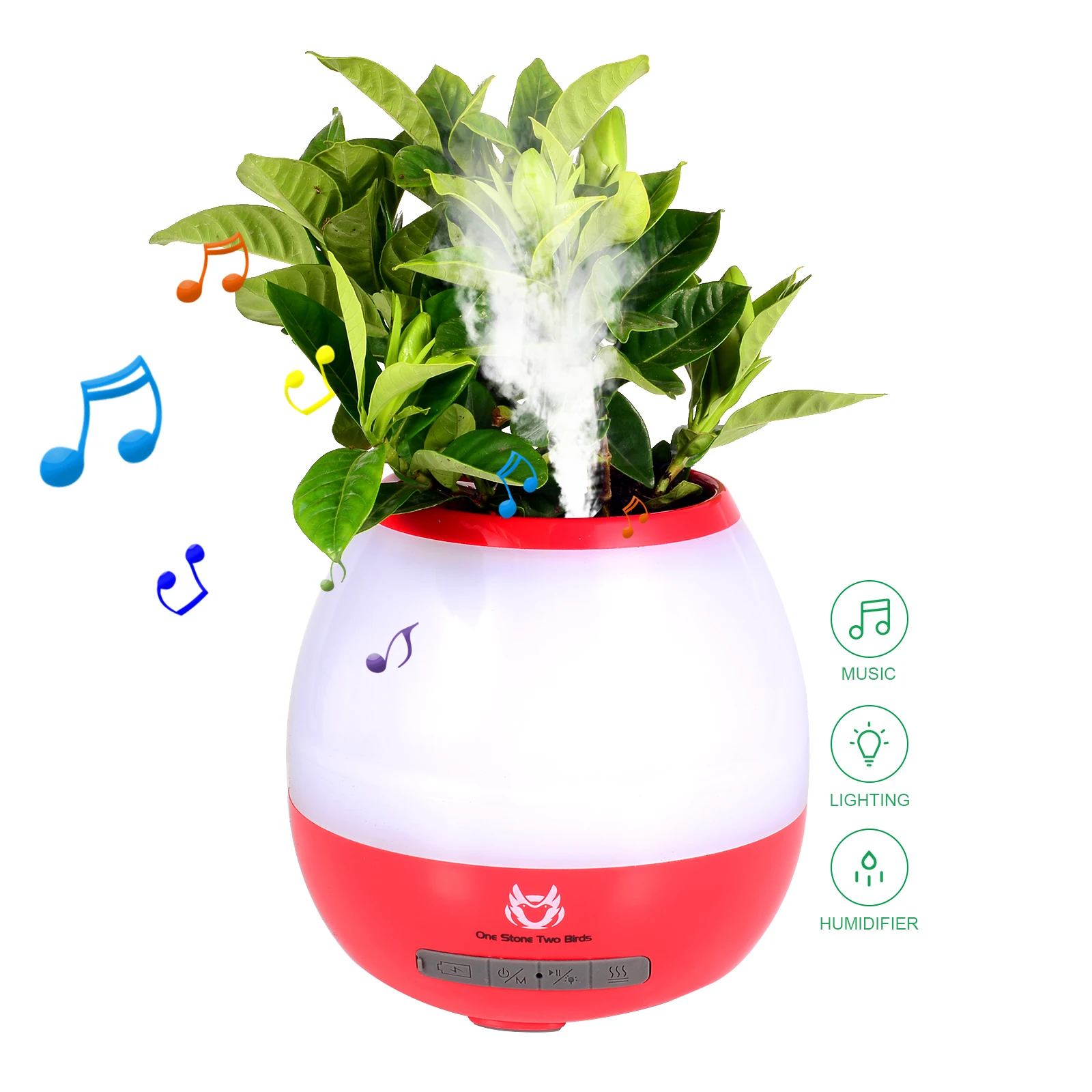 

Hot Sale Music Humidifier Speaker Flowerpot Table Bt Rechargeable Night Light Speaker Flower Pot