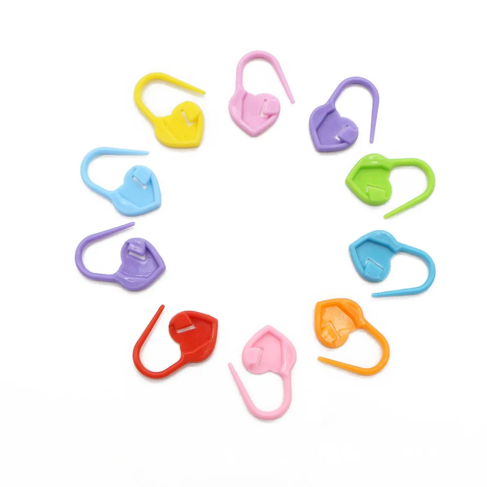 

Mix Color Heart Plastic Needle Clip Knitting Crochet Locking Stitch Counter Markers, 10 colors mixed