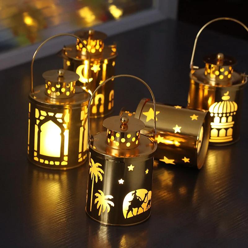 

DAMAI Ramadan Decorations 2024 Moon Star Gold Hollow Eid Mubarak Ramadan Lanterns Muslim Islamic Table Decor Lights