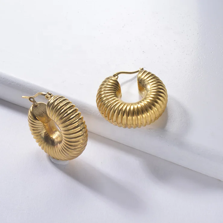 

High quality 18k gold jewelry 316 stainless steel earrings round hoop earrings with thick tube for women earrings