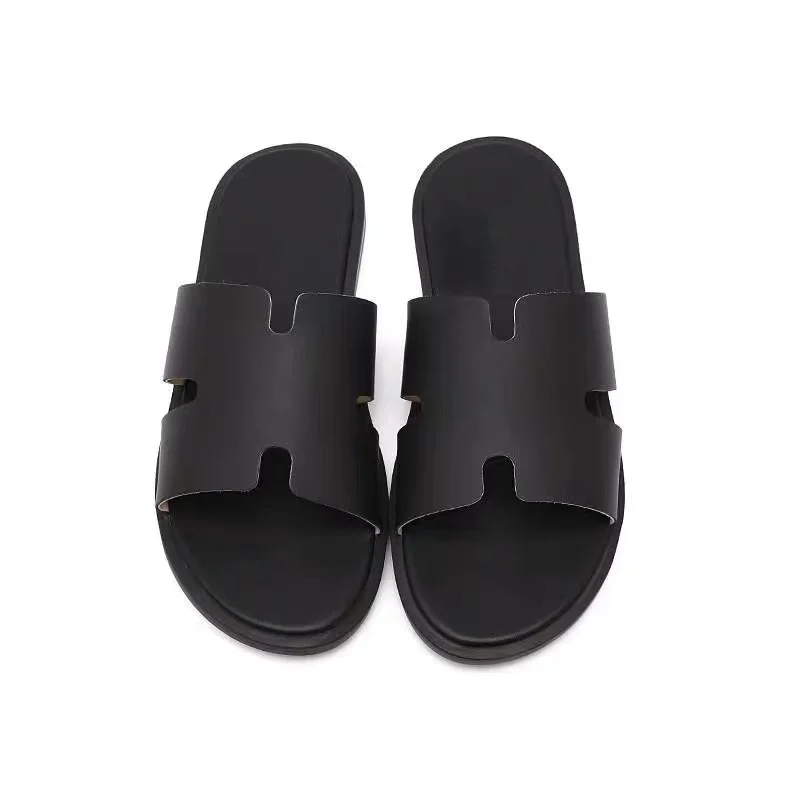 

High Quality Leather slippers Casual Men&Women Spring Flat Casual slipper, Black, other color according by customer request