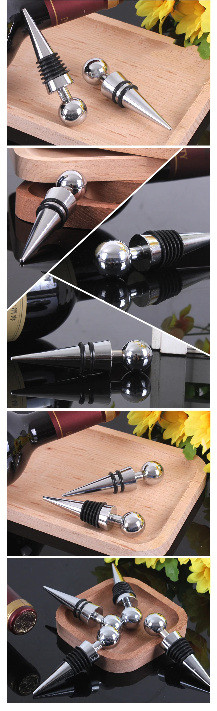 Stock New Decorative Wine Bottle Stopper Zinc Alloy Metal Round Shape