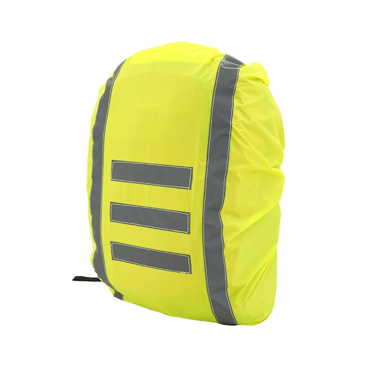 

2020 new style folding kids school backpack night safety reflective band hiking backpack rain cover, Lime green