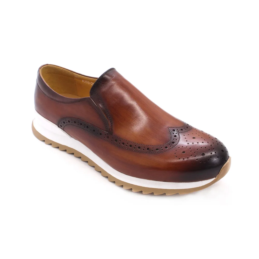 

High Quality Men Genuine Leather Shoes Round Toe Casual Business Dress Shoes Men For Wedding Party Fashion Shoes, Brown