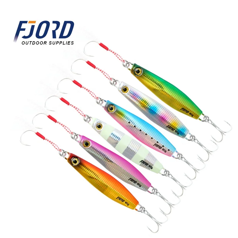 

FJORD 40g/75mm 60g/85mm New Fishing Lures Luminous Hard Slow Pitch Jigging Fishing With Hooks, 6 colors as picture