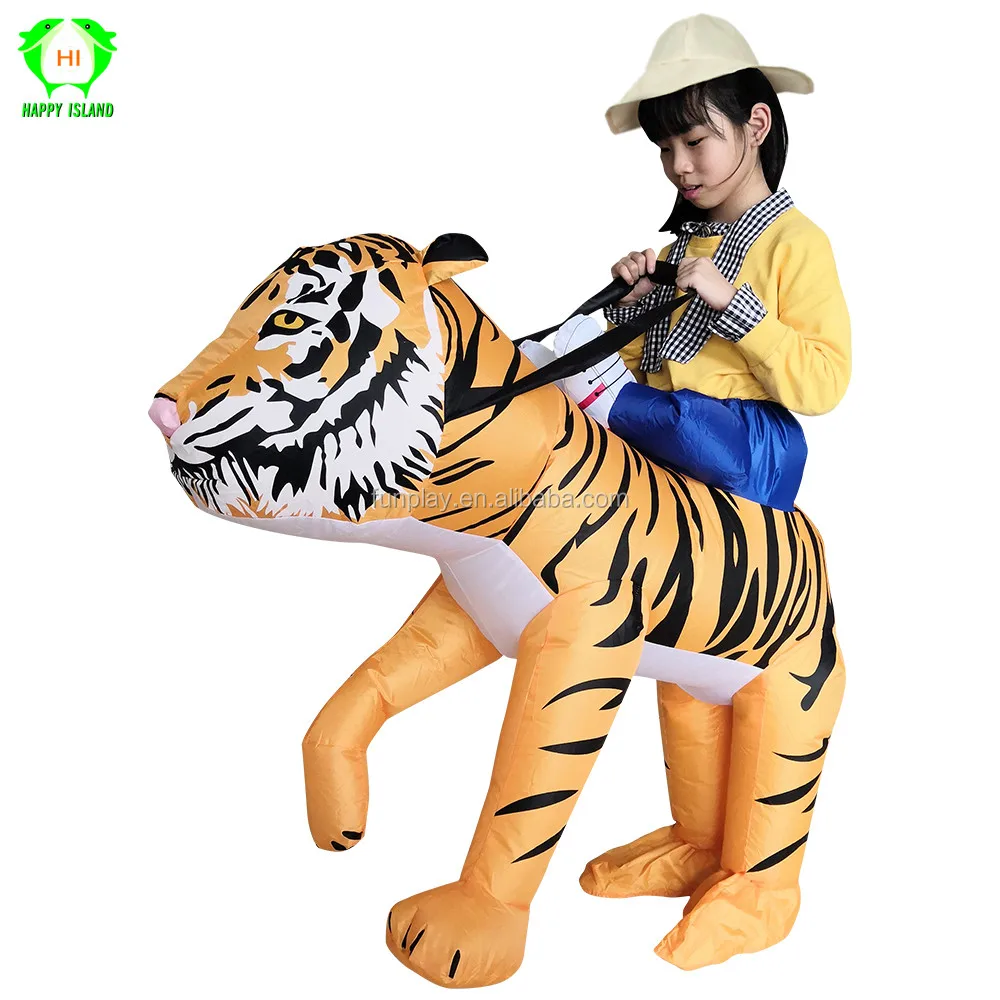2 Size Inflatable Ride on Tiger Fancy Dress Blow Up Party Costume Kids Adults