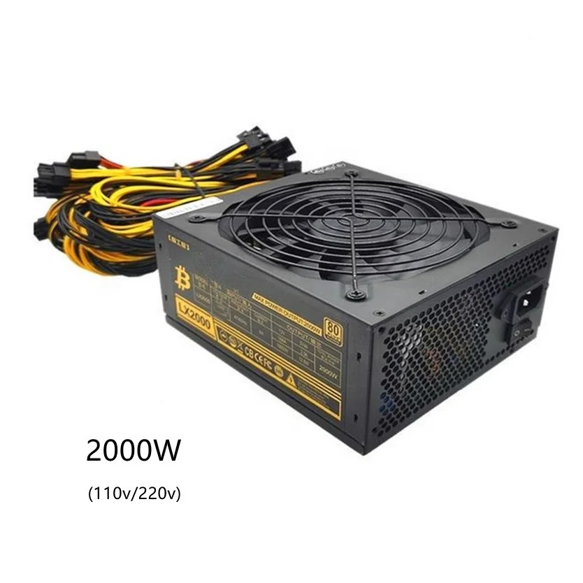 

1800W 2000W ATX PSU PC Power Supply Support 6 GPU 8 GPU Rig