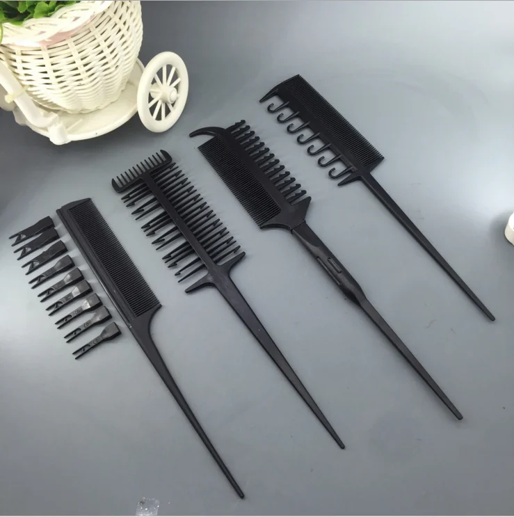 

Professional Hair Salon Hairdressing Hot Highlights Tool Multi Function Dyeing Coloring Pick Highlights Styling Comb, Black