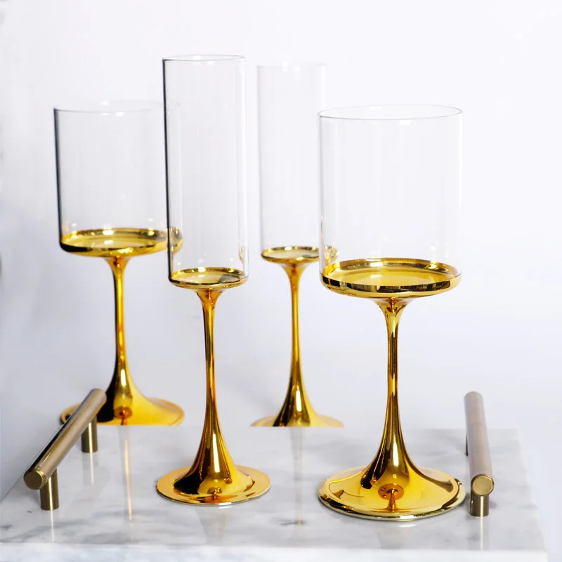 

Luxuly Wine Glass Cups Metal Gold Red Wine Party Cup Home Restaurant Cocktail Champagne Drinkware Glasses