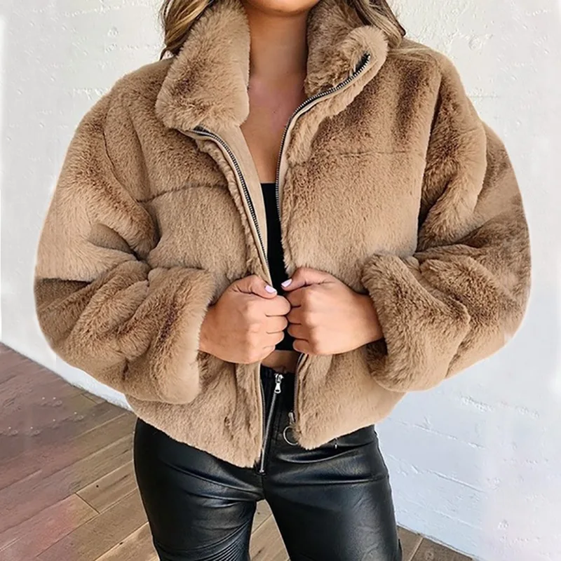 

2021 Winter Thick Faux Fur Teddy Coat Women Warm Soft Lambswool Fur Jacket Plush Overcoat Casual Outerwear Women's Jackets Coat