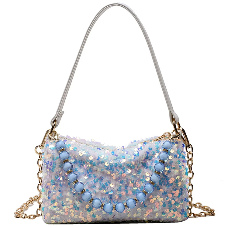 

Fashion Sequins Beads Chain Round Boston Crossbody Bags For Women 2021 Summer Shoulder Handbags And Purses Lady Cross Body Bag, 3colors