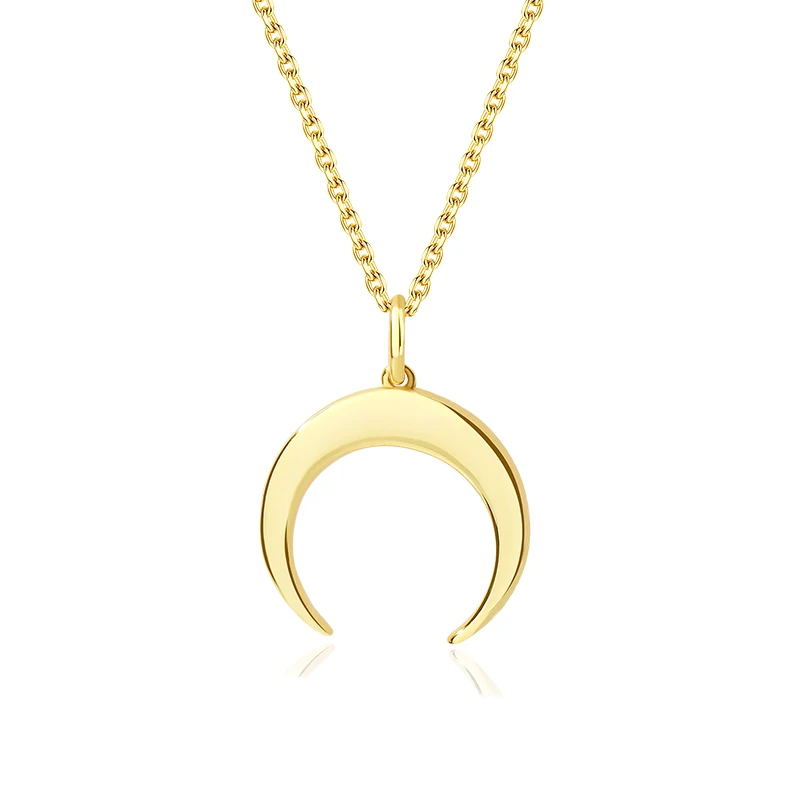 Fine Jewelry 18k Gold Plated dainty crescent necklace moon 925 sterling silver moon pendant necklace for women