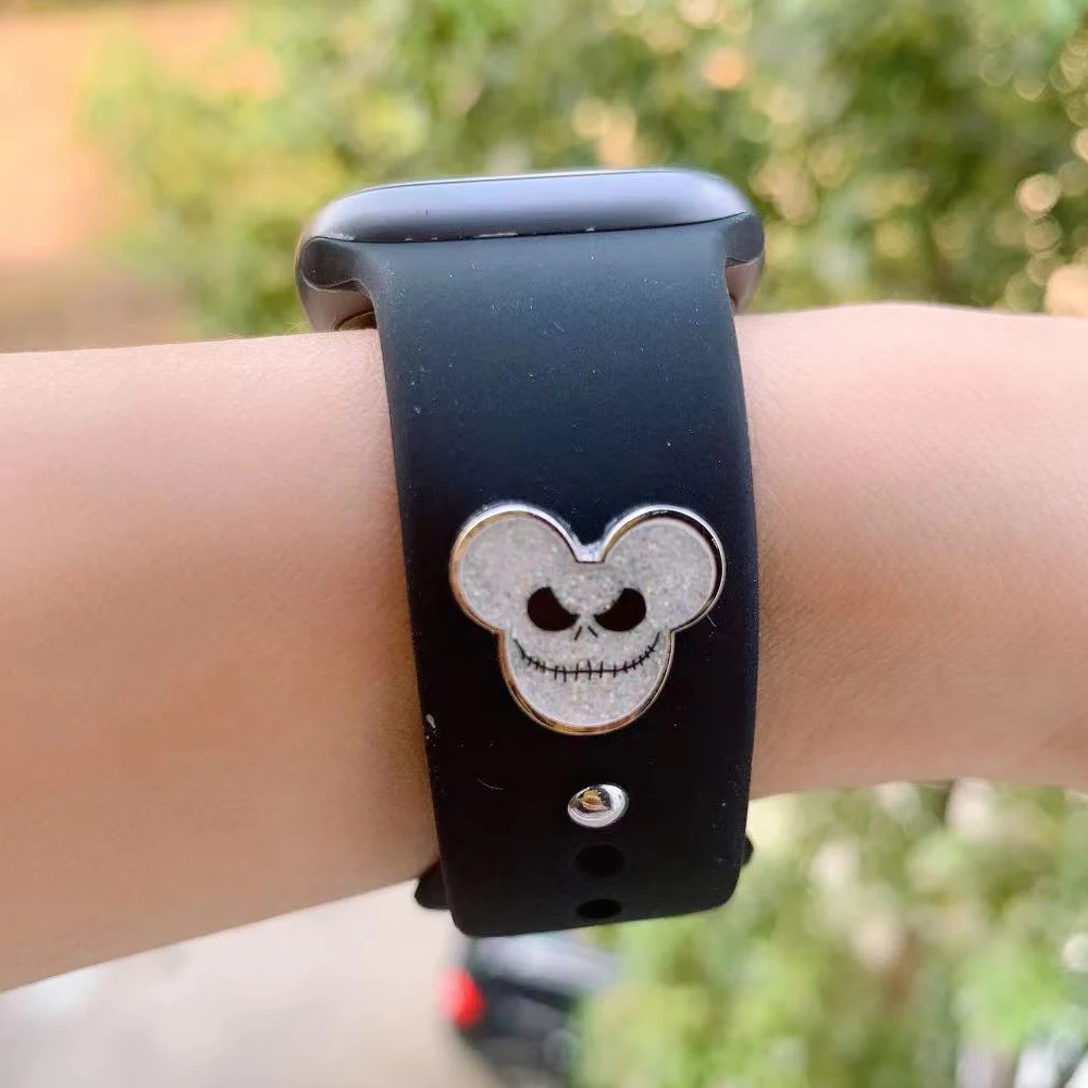 

Custom Mickey decorative ring for apple watch bands woman,designer fashion charms Ornament for iwatch series 6/SE, Silver, gold, rose gold, black