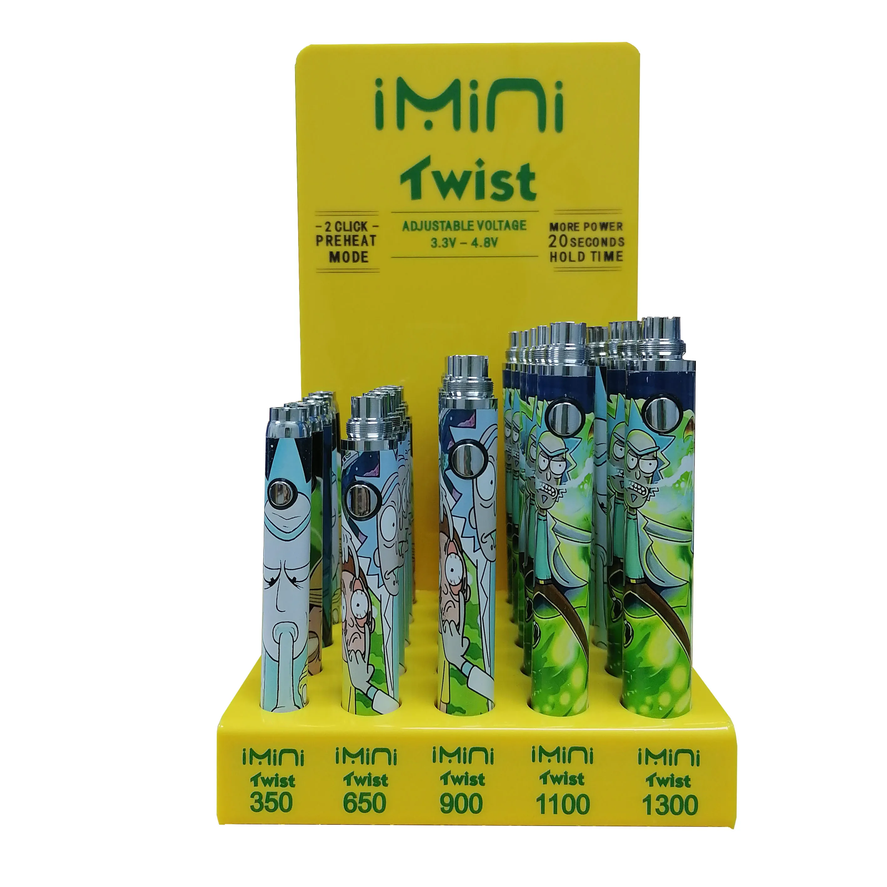 

2020 Newest Imini Twist Slim Battery Kit 25PCS Preheat CBD Variable Voltage 510 Twist Battery with Display package
