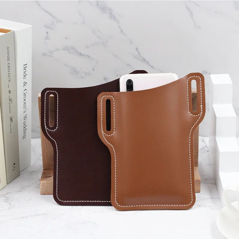 

2020 Universal EDC Carrier Smart Phone Case Men Cell Phone Loop Holster Case Waist Bag Leather Cellphone Belt Bag Pouch Holder, Coffee or custom