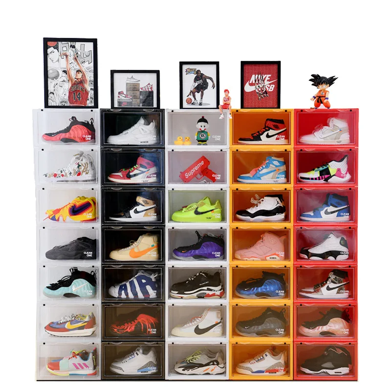 

Acrylic Clear Stackable Storage Drop Front Transparent Shoe Box Plastic Sneaker Storage Container