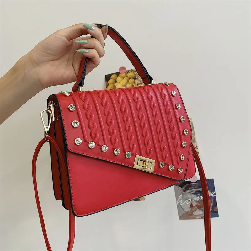 

2022 Fashion pu leather bag for women luxury shoulder hand bags ladies diamond purse and handbag, 8colors