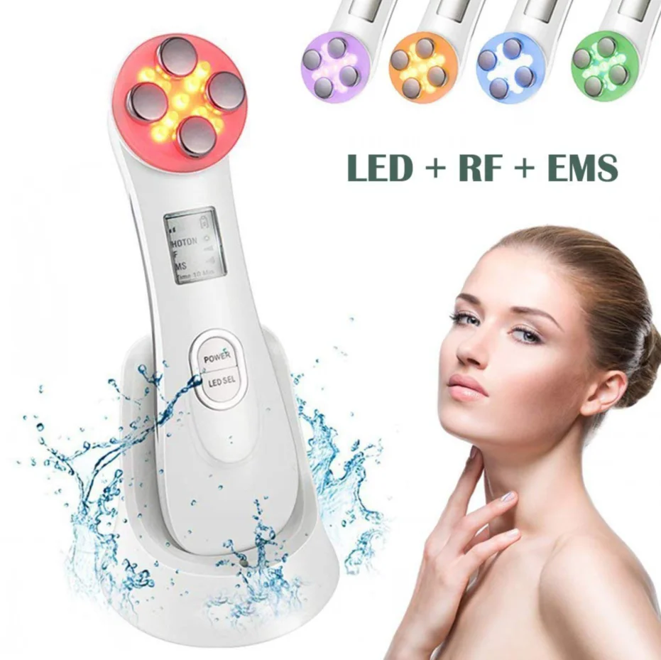 

5 In 1 Handheld RF Radio Frequency LED Rejuvenation Wand With LED Light Therapy For Anti Aging Acne Removal Face Lift Device