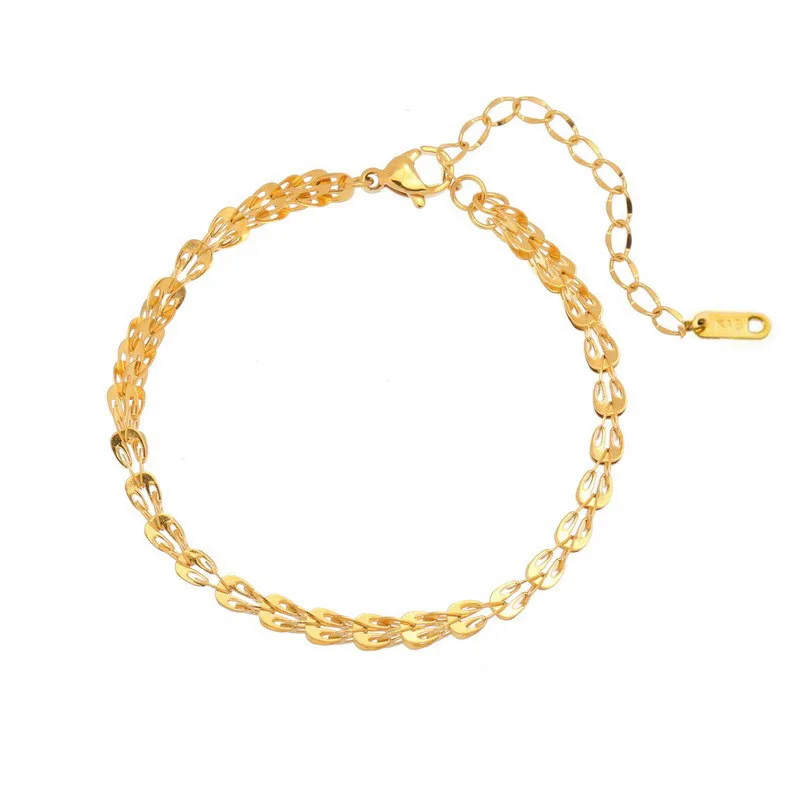 

No Fade 18k Gold Plated Chain Bracelet 316l  Stainless Steel Chain Bracelet for women, As picture