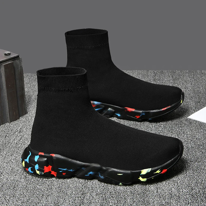 

Brand Logo Custom High Quality Light Weight Shoes Women Sports Sneakers Men Sock Trainers Running Shoes For Men New Style, Multicolored (35-47)