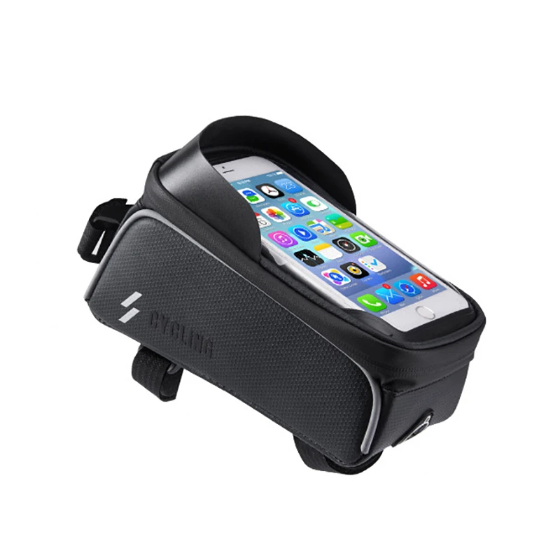 

Waterproof Phone Bike Bag for Handlebar with 6.5" Transparent Touch Screen Cycling Accessories Storage Pouch, Black