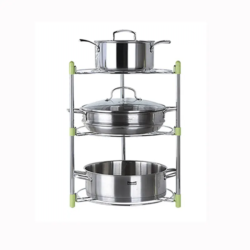 

High Quality Silver Detachable Floor-standing Type Stainless Steel Kitchen Storage Stand Rack For Kitchen Storage