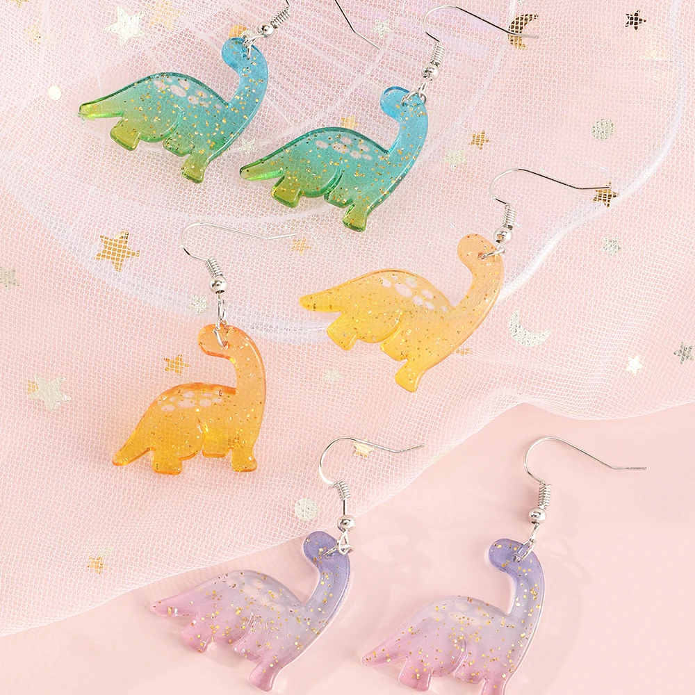 

Wholesale Fashion Colourful Dinosaur Earring Set Cute Acrylic Large Earring For Girl Jewelry